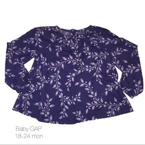 Baby GAP Blue Floral Long Sleeve Blouse 18-24 mon